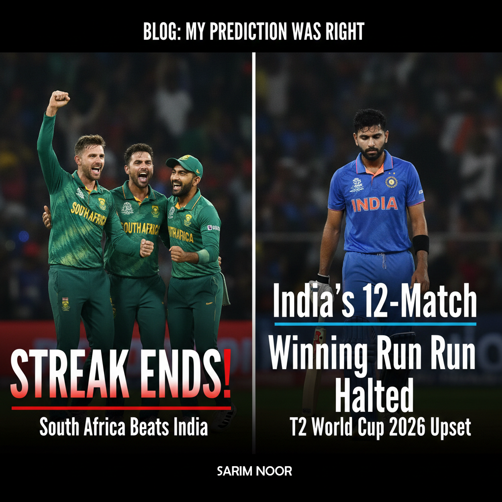 india lost match predection - sarim noor