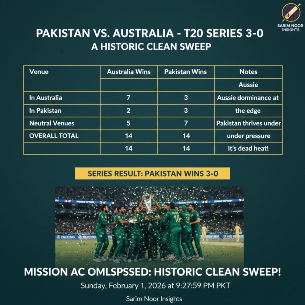 Pakistan cricket team celebrating 3-0 T20 series win against Australia 2026